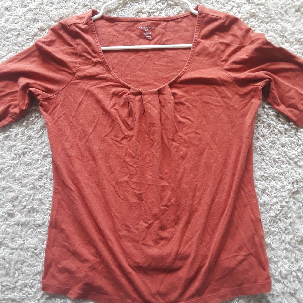 Land's End Peach 3/4 Sleeve Blouse